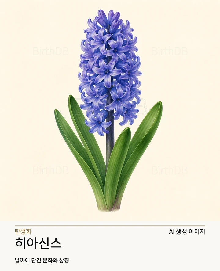 1월 4일 탄생화 히아신스 AI 상징 일러스트