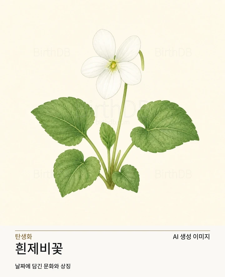 1월 6일 탄생화 흰제비꽃 AI 상징 일러스트