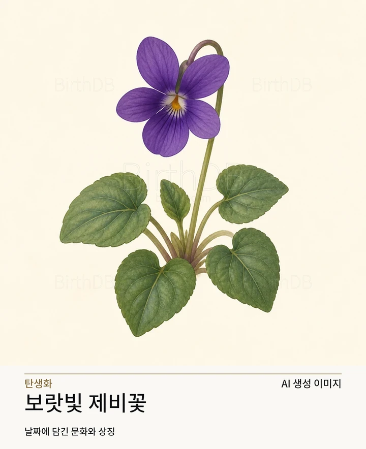 1월 8일 탄생화 보랏빛 제비꽃 AI 상징 일러스트