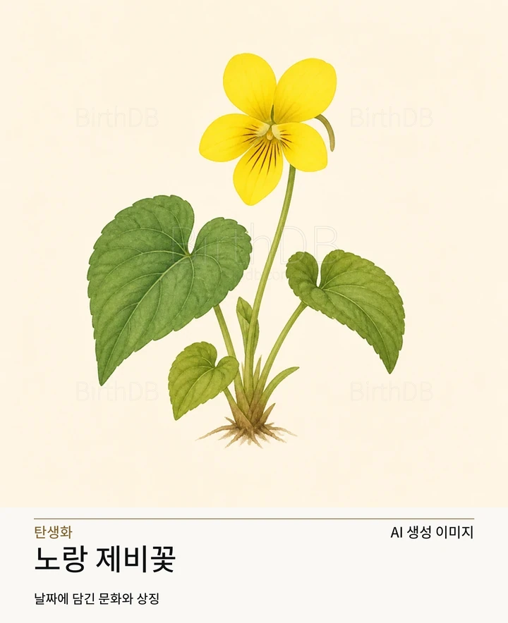 1월 9일 탄생화 노랑 제비꽃 AI 상징 일러스트