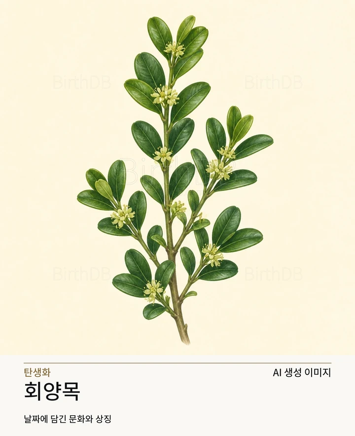 1월 10일 탄생화 회양목 AI 상징 일러스트