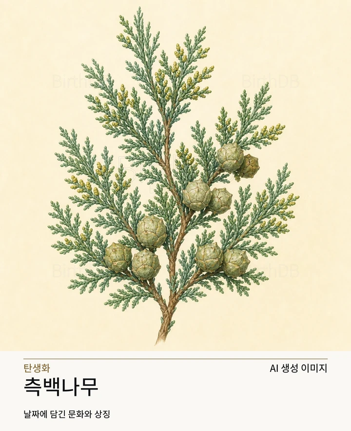1월 11일 탄생화 측백나무 AI 상징 일러스트