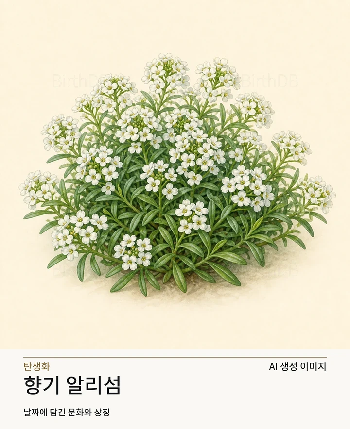 1월 12일 탄생화 향기 알리섬 AI 상징 일러스트