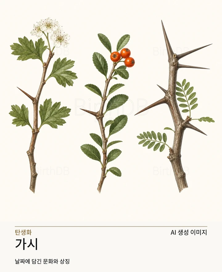 1월 15일 탄생화 가시 AI 상징 일러스트