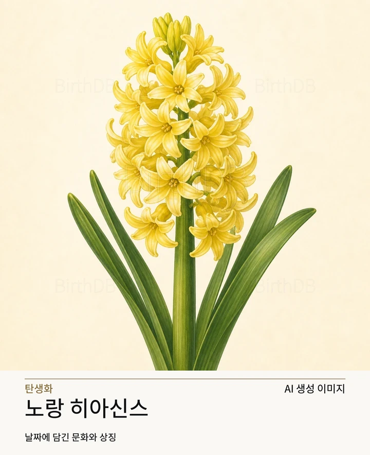 1월 16일 탄생화 노랑 히아신스 AI 상징 일러스트