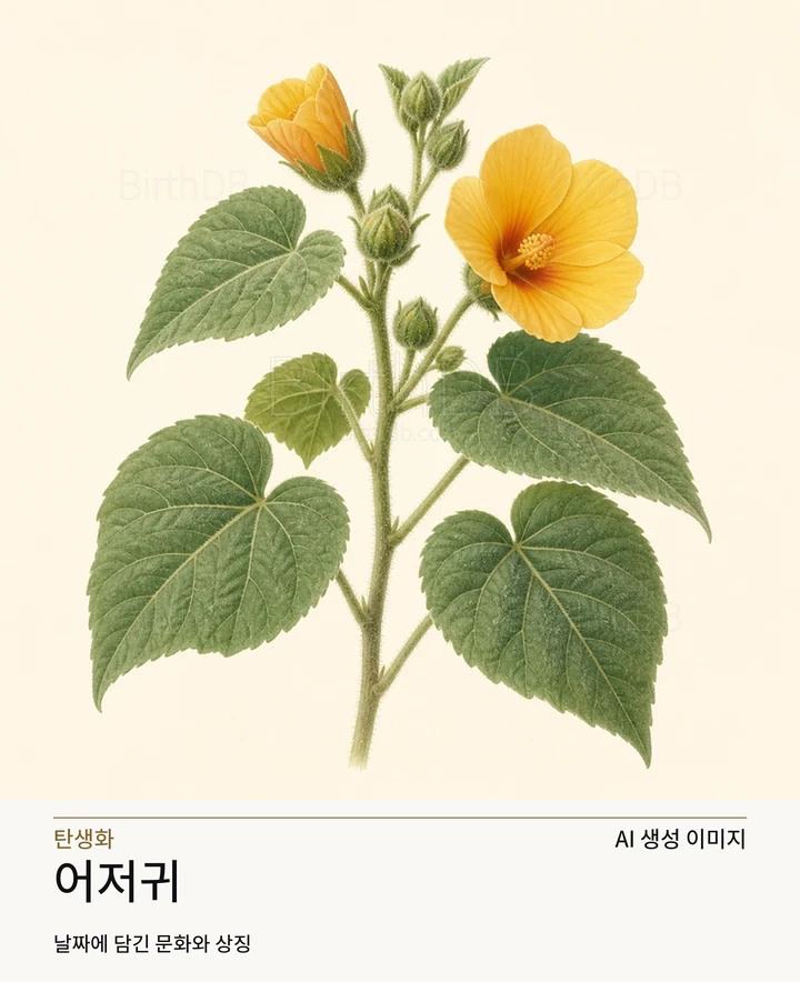 1월 18일 탄생화 어저귀 AI 상징 일러스트