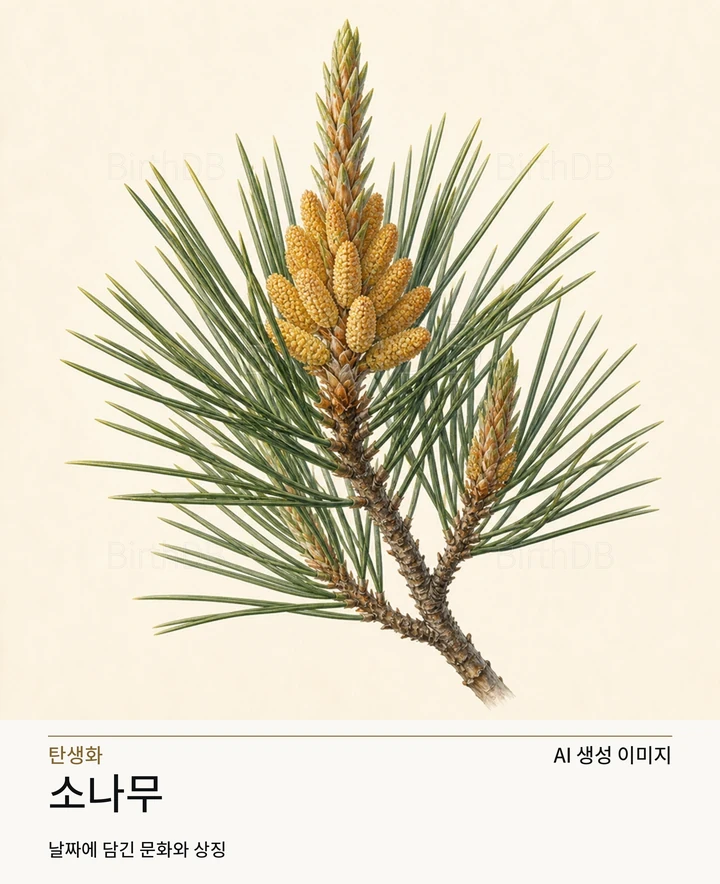 12월 14일 탄생화 소나무 AI 상징 일러스트