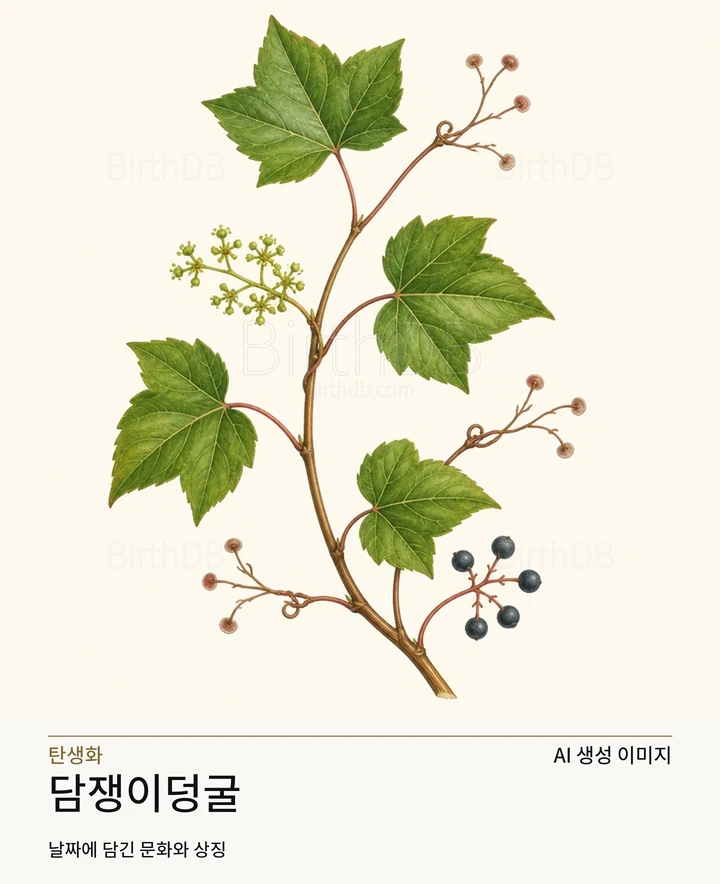 1월 21일 탄생화 담쟁이덩굴 AI 상징 일러스트