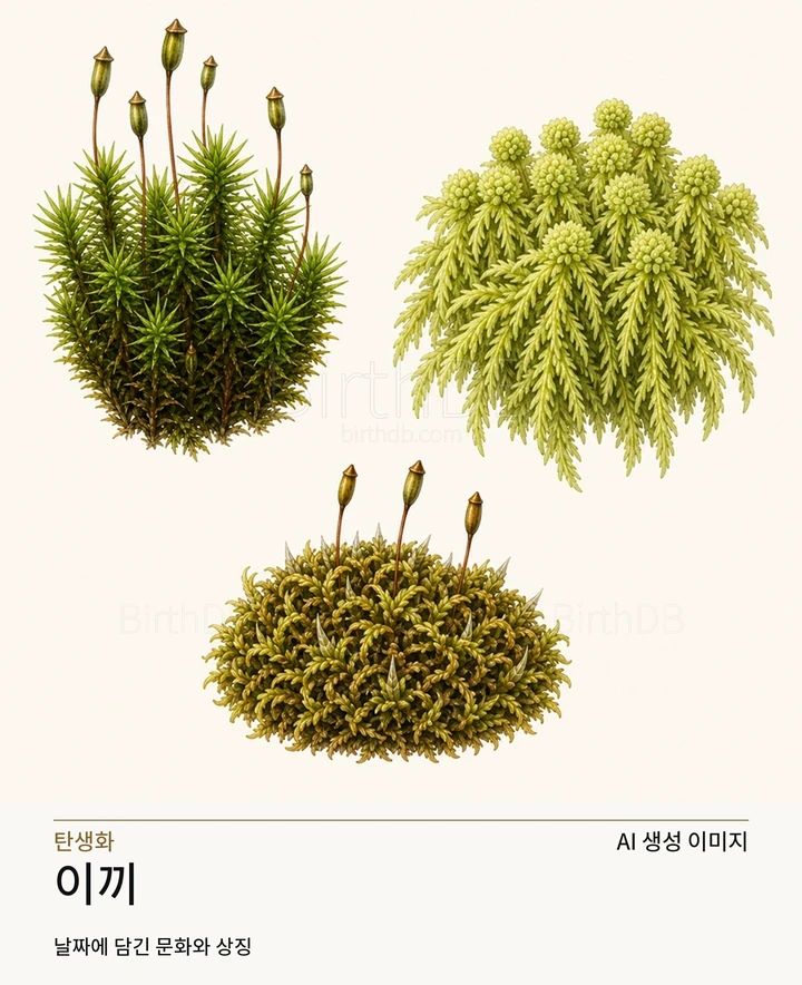 8월 10일 탄생화 이끼 AI 상징 일러스트