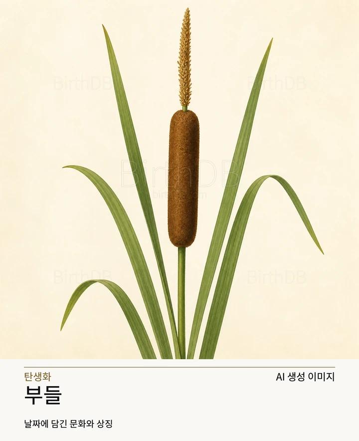 1월 23일 탄생화 부들 AI 상징 일러스트