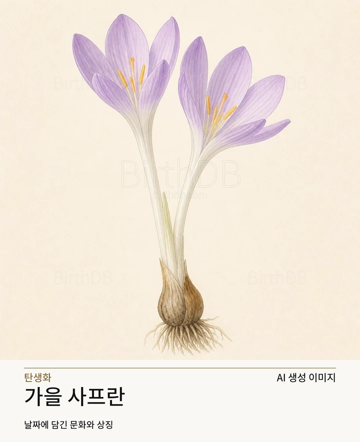 1월 24일 탄생화 가을 사프란 AI 상징 일러스트