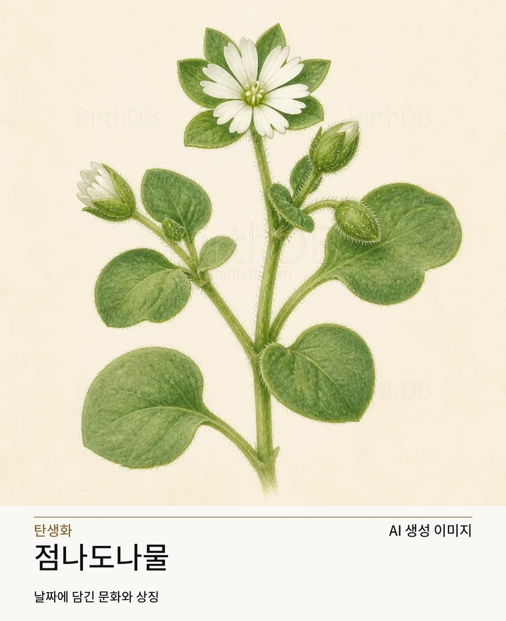 1월 25일 탄생화 점나도나물 AI 상징 일러스트
