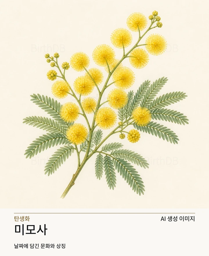 1월 26일 탄생화 미모사 AI 상징 일러스트