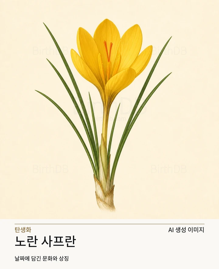 1월 31일 탄생화 노란 사프란 AI 상징 일러스트
