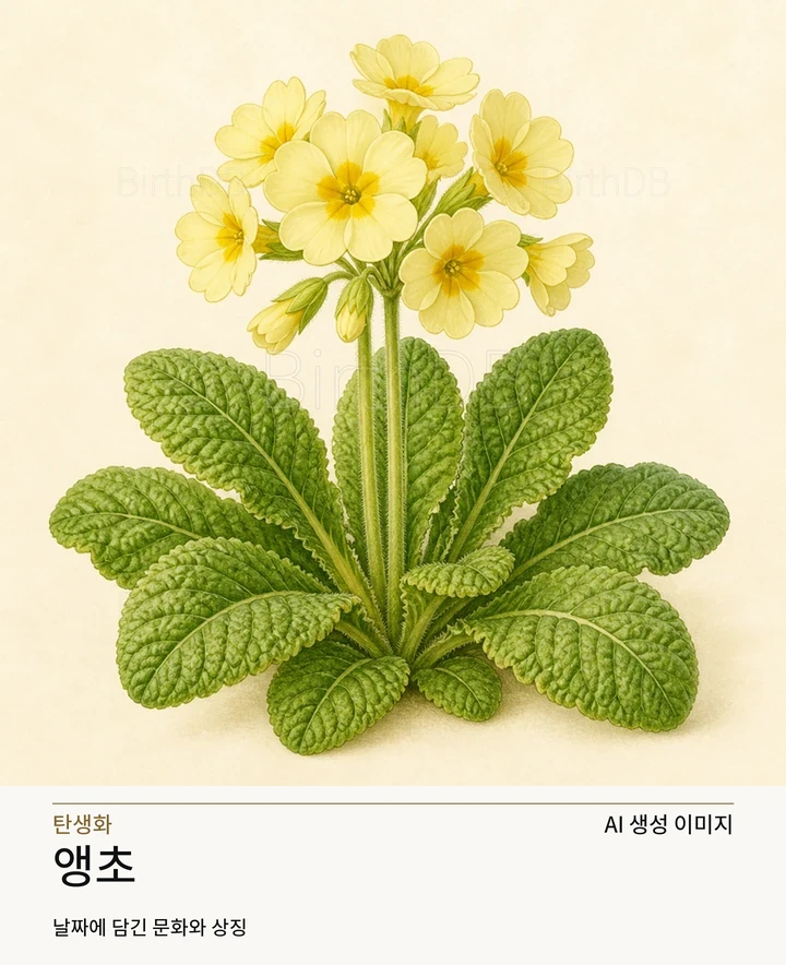 2월 1일 탄생화 앵초 AI 상징 일러스트