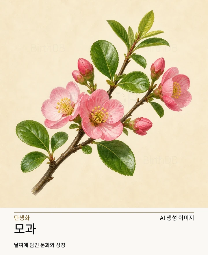 2월 2일 탄생화 모과 AI 상징 일러스트