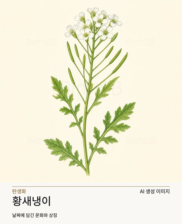 황새냉이 BirthDB AI 상징 일러스트