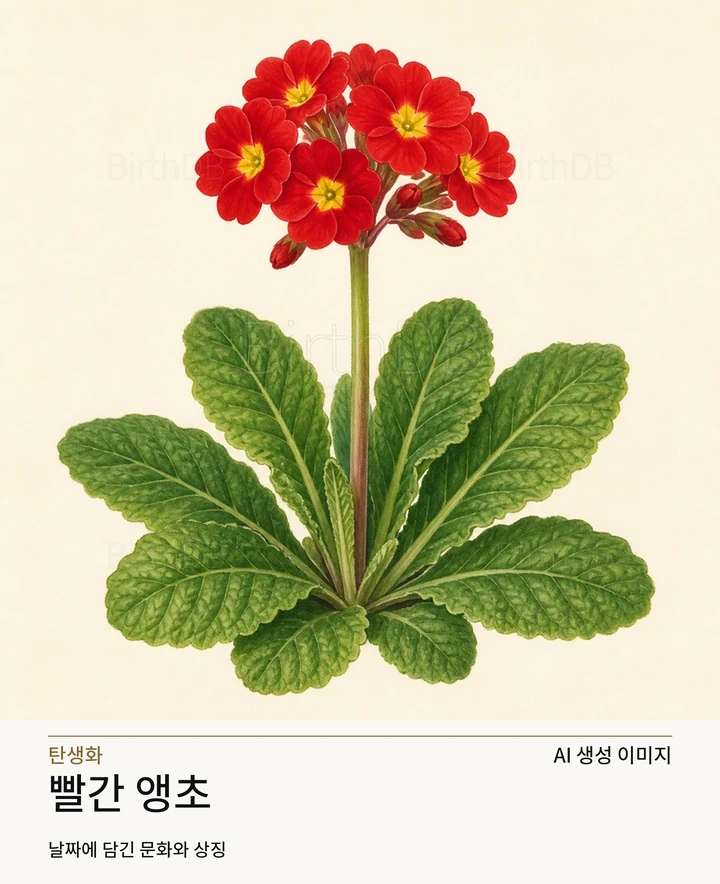 2월 4일 탄생화 빨간 앵초 AI 상징 일러스트