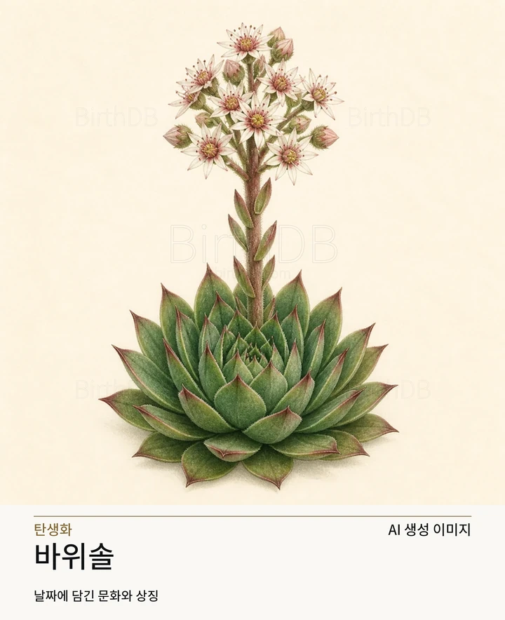 바위솔 BirthDB AI 상징 일러스트