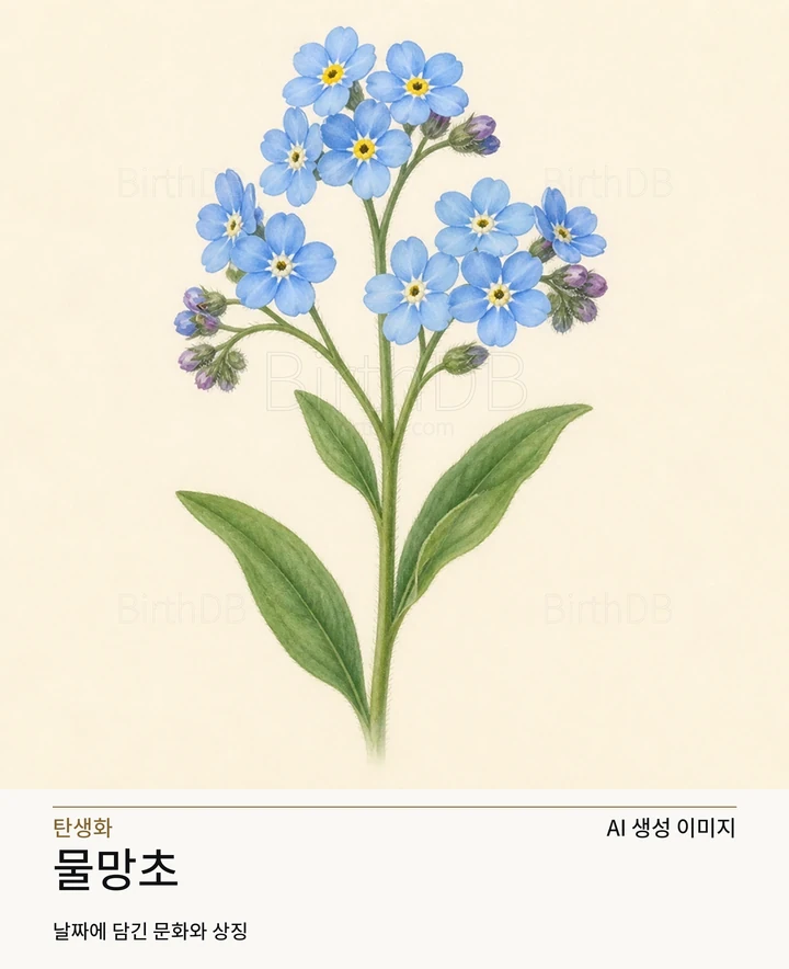 5월 15일 탄생화 물망초 AI 상징 일러스트