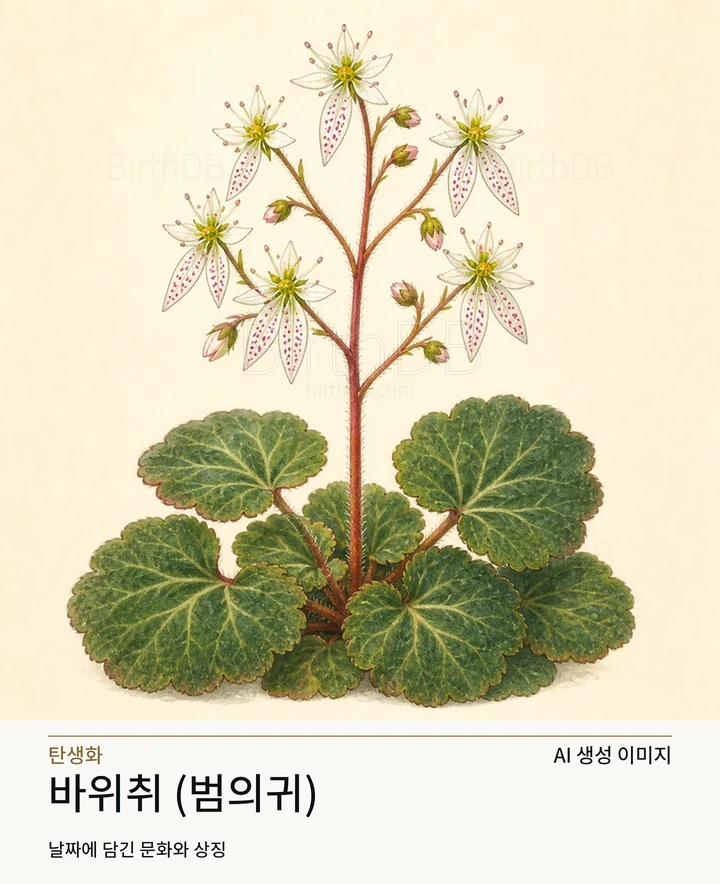 11월 19일 탄생화 바위취 (범의귀) AI 상징 일러스트