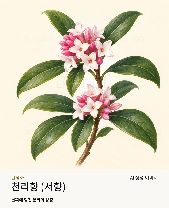 천리향 (서향) BirthDB AI 상징 일러스트