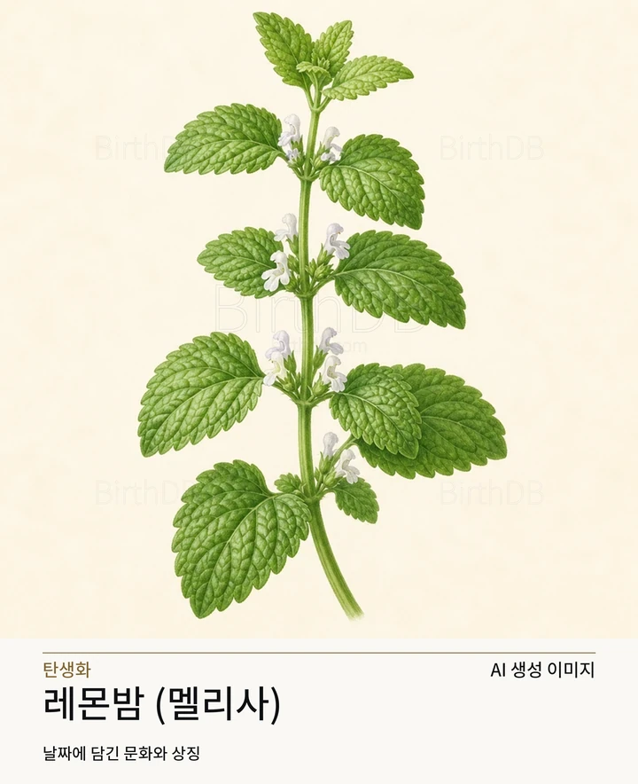 레몬밤 (멜리사) BirthDB AI 상징 일러스트
