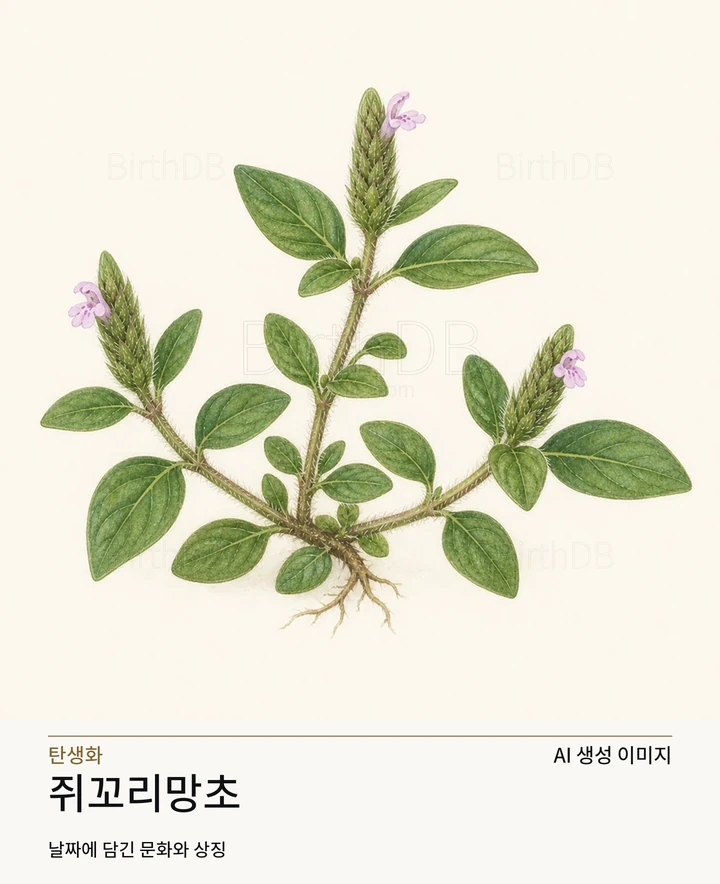 2월 12일 탄생화 쥐꼬리망초 AI 상징 일러스트