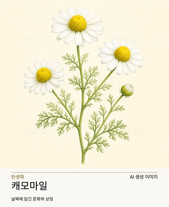 캐모마일 BirthDB AI 상징 일러스트