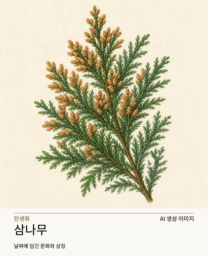 삼나무 BirthDB AI 상징 일러스트