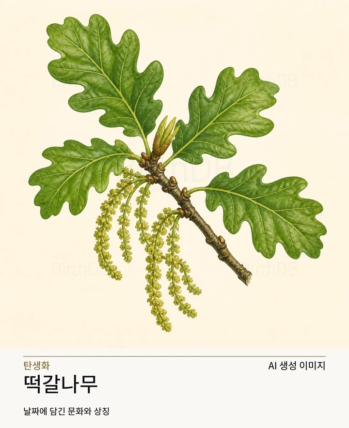 9월 27일 탄생화 떡갈나무 AI 상징 일러스트