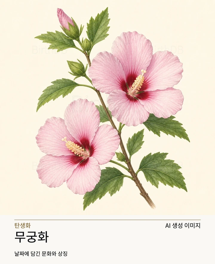 10월 28일 탄생화 무궁화 AI 상징 일러스트