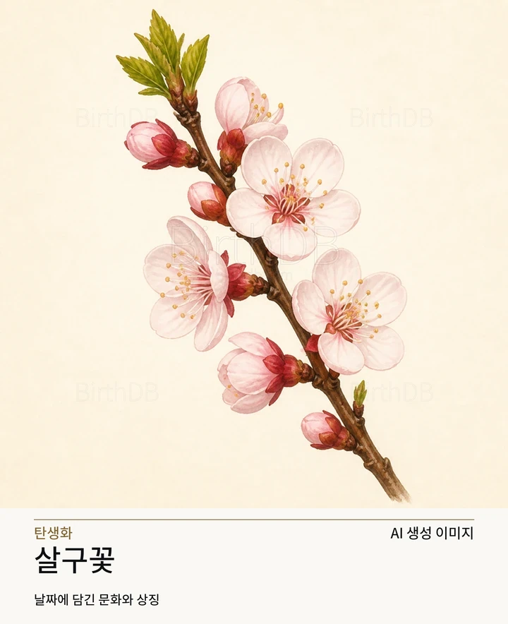 2월 23일 탄생화 살구꽃 AI 상징 일러스트