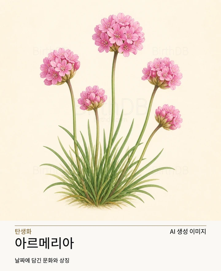 2월 29일 탄생화 아르메리아 AI 상징 일러스트