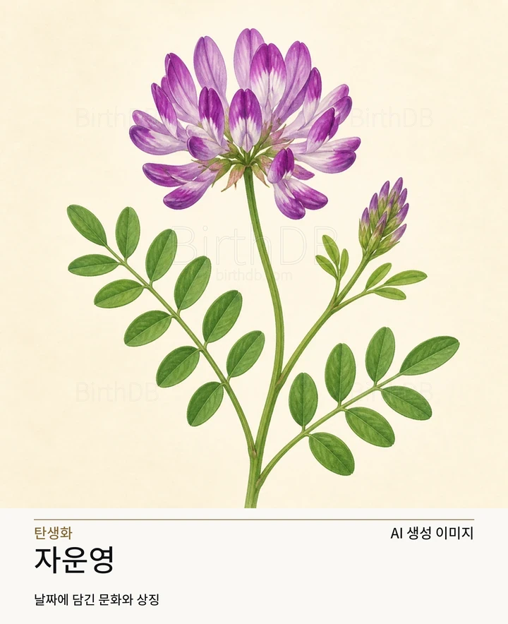4월 18일 탄생화 자운영 AI 상징 일러스트
