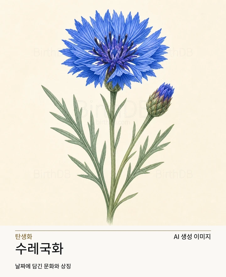 8월 2일 탄생화 수레국화 AI 상징 일러스트