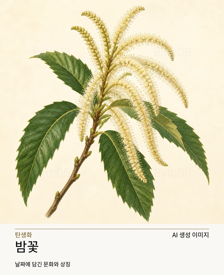 3월 8일 탄생화 밤꽃 AI 상징 일러스트