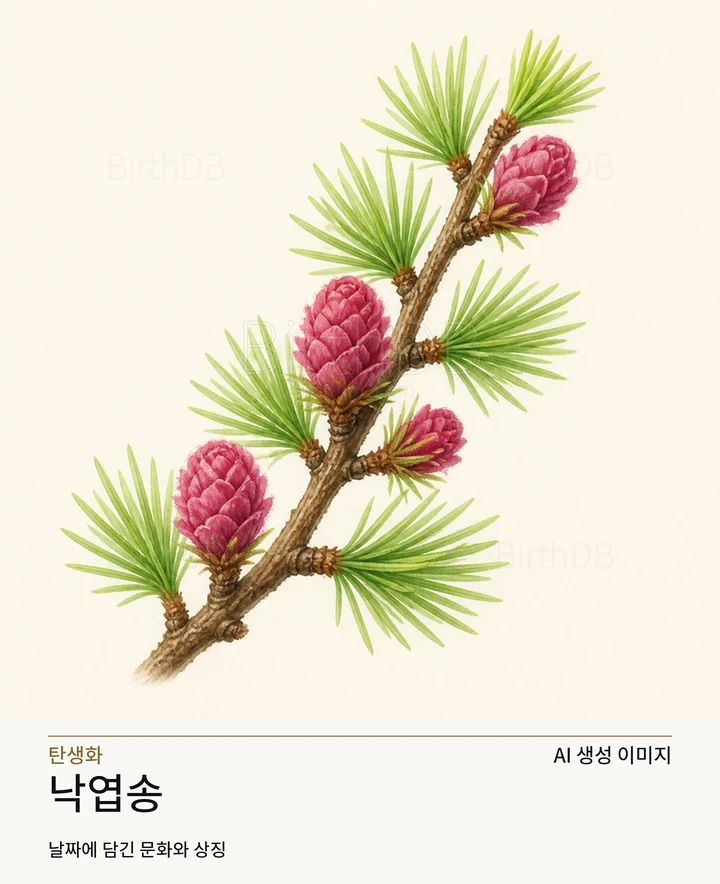 낙엽송 BirthDB AI 상징 일러스트