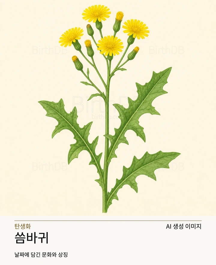 3월 11일 탄생화 씀바귀 AI 상징 일러스트