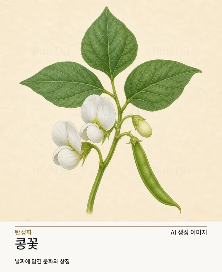 콩꽃 BirthDB AI 상징 일러스트