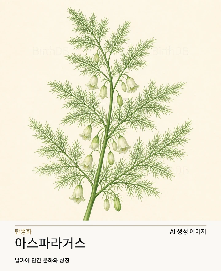 3월 18일 탄생화 아스파라거스 AI 상징 일러스트