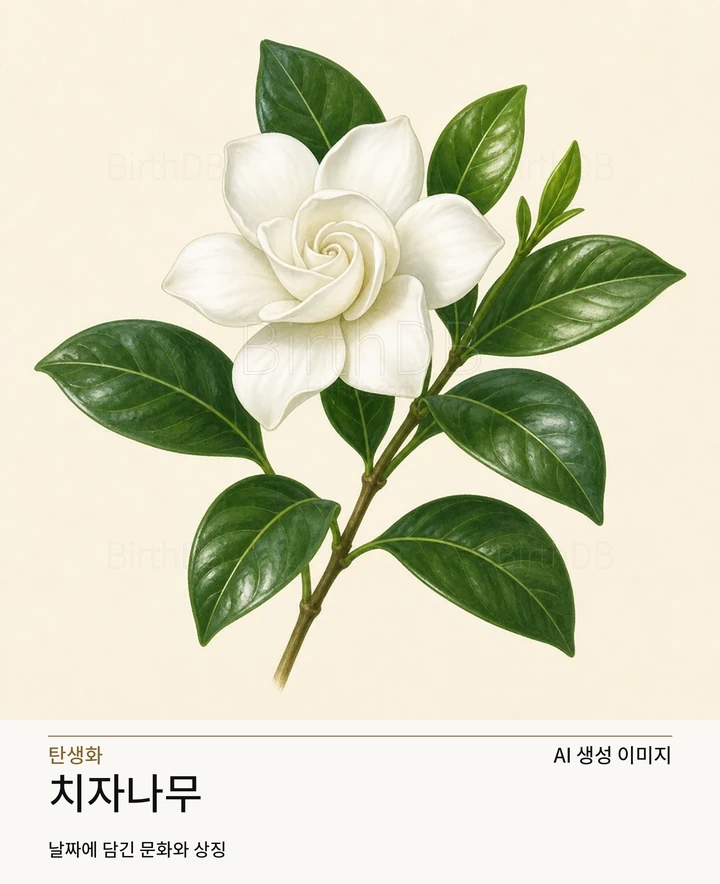 3월 19일 탄생화 치자나무 AI 상징 일러스트