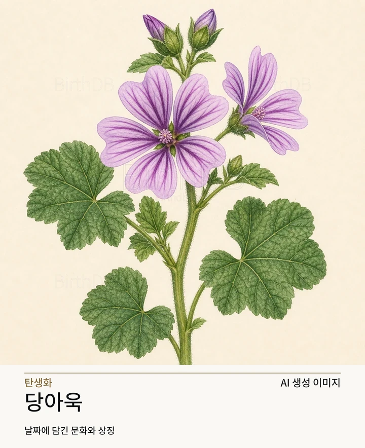당아욱 BirthDB AI 상징 일러스트