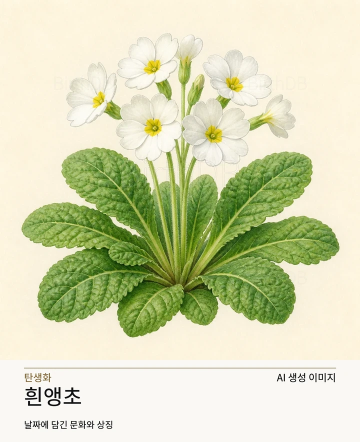 흰앵초 BirthDB AI 상징 일러스트
