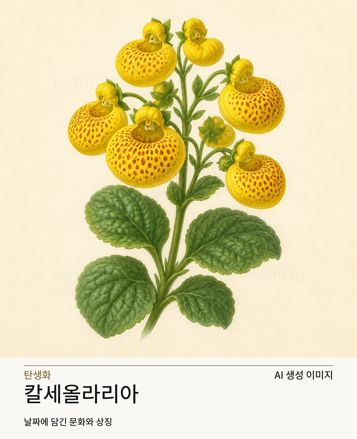 3월 27일 탄생화 칼세올라리아 AI 상징 일러스트