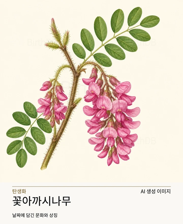 꽃아까시나무 BirthDB AI 상징 일러스트
