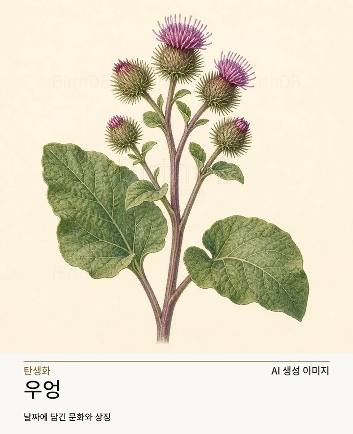 우엉 BirthDB AI 상징 일러스트