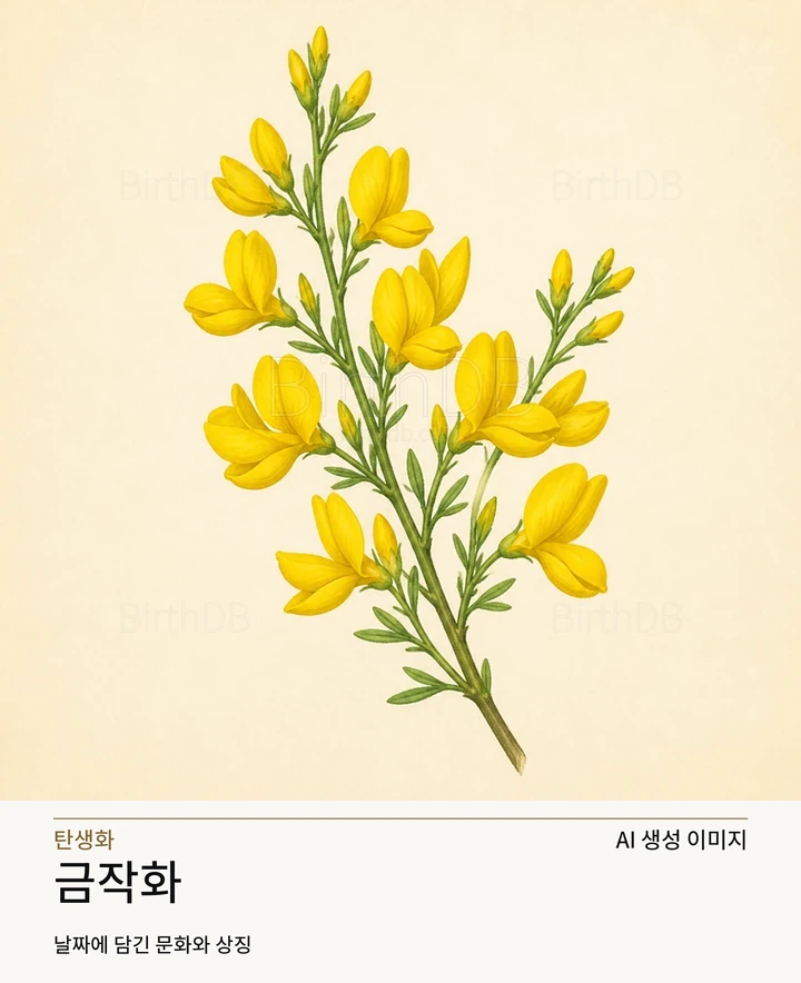 금작화 BirthDB AI 상징 일러스트