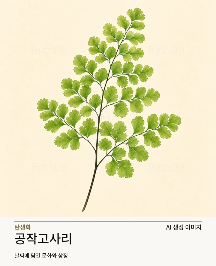 4월 7일 탄생화 공작고사리 AI 상징 일러스트