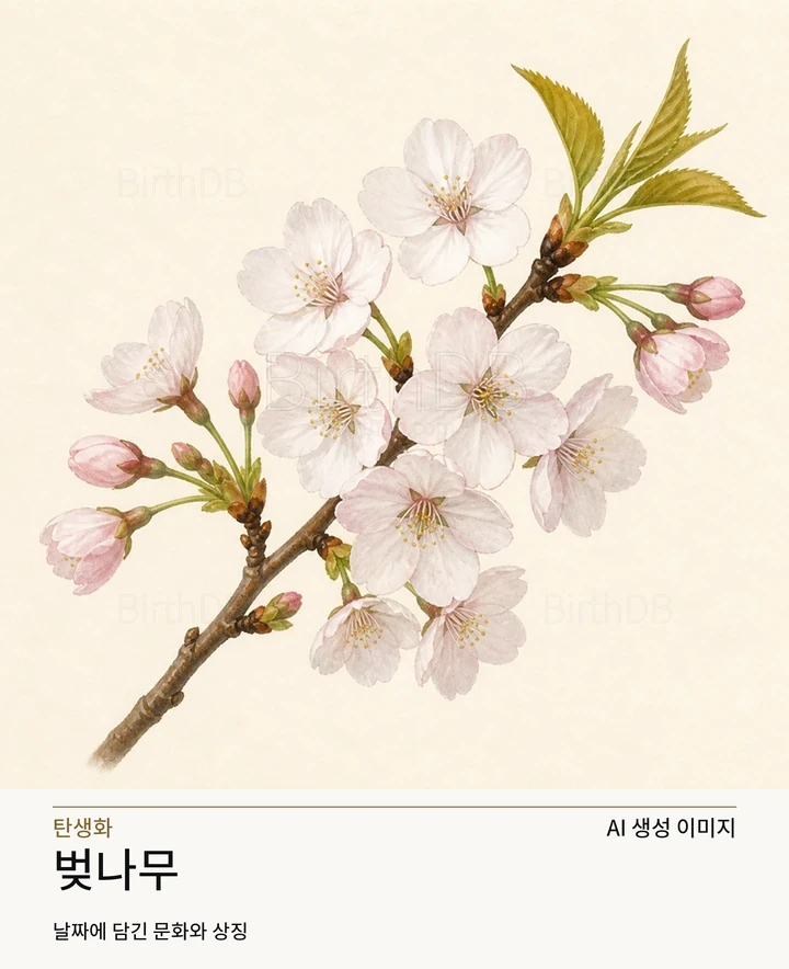 벚나무 BirthDB AI 상징 일러스트